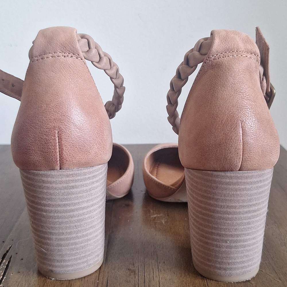 Lucky Brand Karolin Braided Ankle Strap Block Heel Pumps 7M - Picture 5 of 9